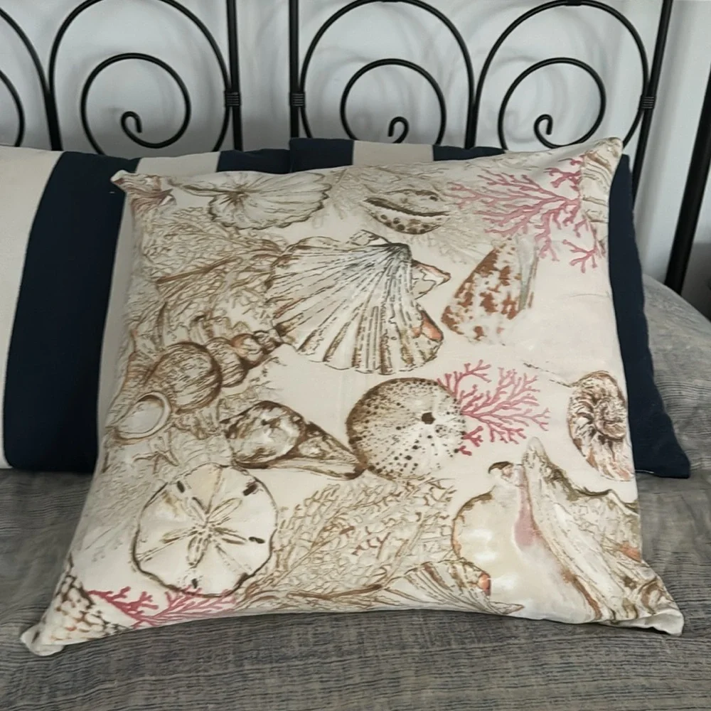 Pottery Barn Sea Shell Coastal Inspired Oversized Decorative Accent Pillow